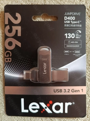 Stick LEXAR JumpDrive D400 256 GB, USB 3.2 Gen 1 Dual Type A & C, 130 MBs, METALIC - NOU, SIGILAT