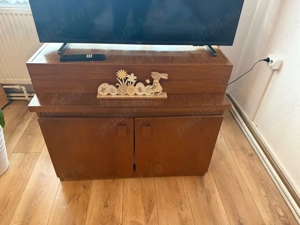 Bibliotecă vintage lemn + comodă TV   stil mid-century, stare bună