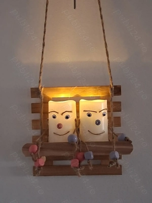 Handmade-Decoratiuni Interiot-Exterior Pentru-Casa-Curte-Gradina Din Lemn-Iuta-Panza-Culori Acrilie