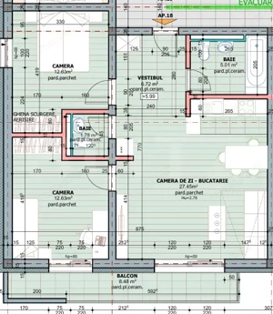 Apartament 3 camere, 66.22 mp, zona Tudor 