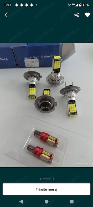 Pachet faza lunga/faza scurta cu 4 becuri led H7 + 2 becuri T10