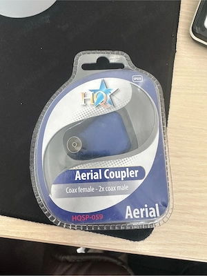 Adaptor coaxial Coaxial Mamă - 2x Coaxial Mascul Albastru