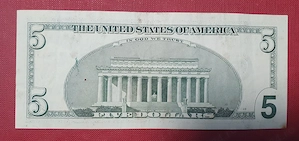 2001-$5 Dollars, Very nice bill For your Collection. Bancnotă de 5 Dolari, din anul 2001