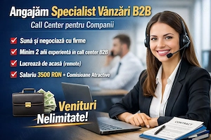 Angajăm operator vânzări call center B2B