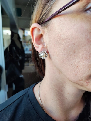 Cercei aur alb 18k Perle apa sarata Perla Akoya si Diamante cu certificat de laborator