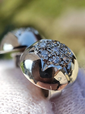 Cercei aur alb 14k cu Diamante Brilliante Stud Dome Fulg de Nea West Germany