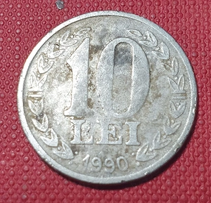 Monedă de 10 Lei din 1990 ; Preț: 20 euro