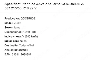 4 Cauciucuri iarna 215/50/r18  - imagine 2