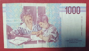 1000 Mille Lire, Banca D'Italia Banknote, with Maria Montessori ; Preț: 50 euro
