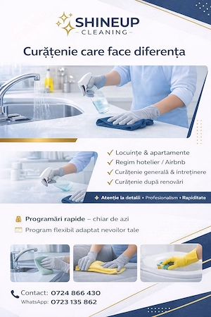 Firma ShineUp servicii pentru curatenie si dezinfectare