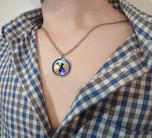 Pandantiv Zodia Fecioara stil egiptean   Inox și Rășină (Efect Perlat Sidefat) - imagine 2