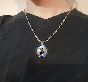 Pandantiv Zodia Fecioara stil egiptean   Inox și Rășină (Efect Perlat Sidefat) - imagine 3