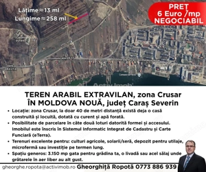 Teren  extravilan Moldova Noua zona Crusar, panoramic Dunare