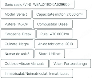 Vand Bmw E 91 seria 3 an 2010 - imagine 3