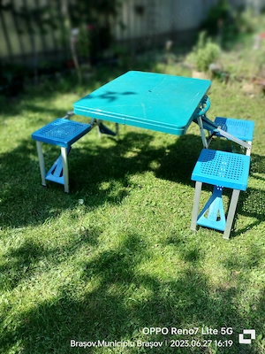 Masă pliabilă tip geamantan, din plastic. - imagine 3