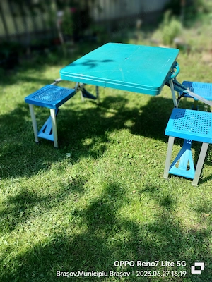 Masă pliabilă tip geamantan, din plastic. - imagine 2