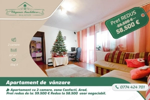 Apartament cu 2 camere si centrala proprie, zona Confectii, Arad