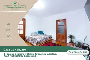 Casa cu 3 camere si 785 mp teren, zona Micalaca, Arad
