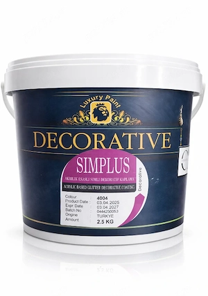 Vopsea decorativa SIMPLUS cu glitter auriu inchis pe baza de acril 2.5 kg