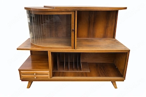 Comoda Vintage cu Vitrina Stil Retro; Mic Dulap cu rafturi si sertare