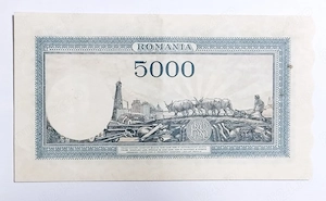 Bancnotă RARĂ 5.000 LEI 1945 - Traian și Decebal - Stare Excelentă