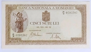 Trei Bancnote De 500 LEI 1941 - Stare perfecta (UNC)