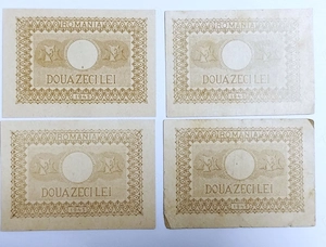 Patru Bancnote 20 LEI 1945 - Regele Mihai I