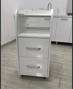 Ucenic MDF alb cu sertare și roți, pentru pedichiură   cosmetică