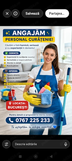 Angajam personal firma curățenie 