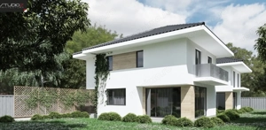 Casă individuală modernă, vedere panoramică