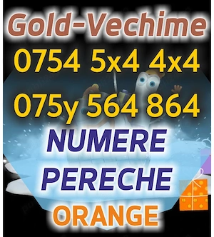 Numere Pereche 5 ANI Vechime Orange - 754 ^ 5x4 ^ 4x4 si 075y ^ 564 ^ 864 Numar Usor aur cartela VIP