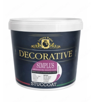 Vopsea decorativa SIMPLUS cu glitter argintiu pe baza de acril 2.5 kg pentru pereti interiori 