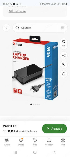 Vand Incarcator laptop universal Trust Primo 19V, 90W, 22142, Nou, 150 Lei. - Produsul este NOU - imagine 5