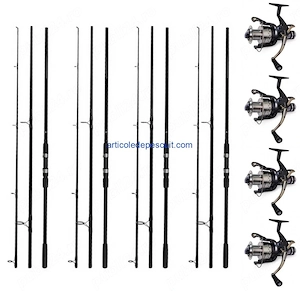 Set 4 Lansete pentru Crap, lungime 3.60 m + 4 mulinete SW 60 cu 10 rulmenti - produse noi