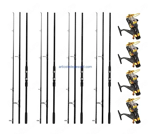 Set 4 Lansete pentru Crap, lungime 3.60 m + 4 mulinete KT 5000A cu 6 rulmenti - produse noi