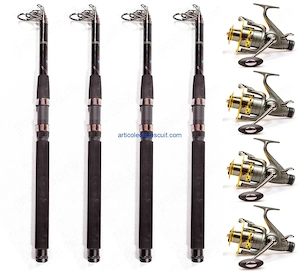 Set complet Crap si Somn   4 lansete Dunare, 3,60 m + 4 mulinete KT 6000A, cu 10 rulm. - produse noi