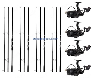 Set 4 Lansete pentru Crap, lungime 3.60 m + 4 mulinete crap, HK 6000, 11 rulmenti - produse noi