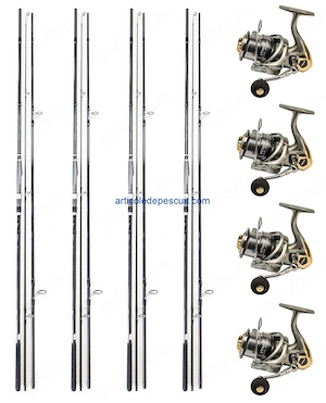 Set 4 lansete Carbon 100%, 3.60 m + 4 mulinete YT7000   produse noi