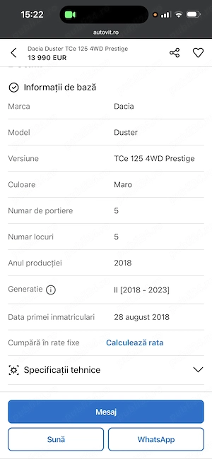 Vând Dacia Duster 1.2Tce 4x4 adus recent din Elveția! - imagine 4