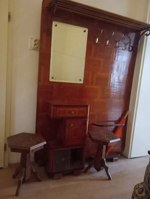 cuier hol lemn masiv +doua scaunele asortate