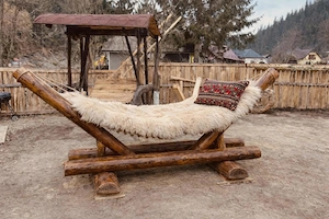 Hamac rustic premium din lemn masiv-piesa unica,handmade 