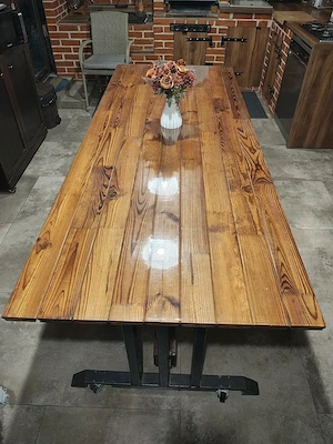 Masa terasa lemn termotratat, picioare din fier