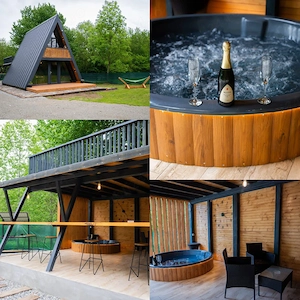 Cabana A-frame de inchiriat cu ciubar, jacuzzi - imagine 3