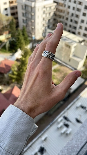 Inel argintiu pentru barbati - Inel din otel inoxidabil - imagine 4