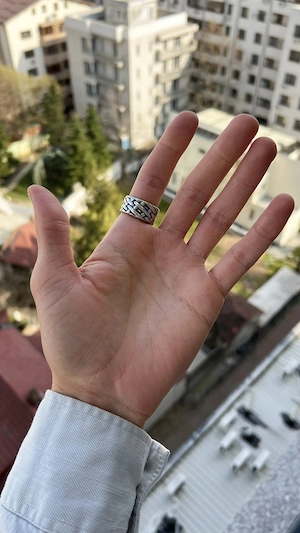 Inel argintiu pentru barbati - Inel din otel inoxidabil - imagine 5