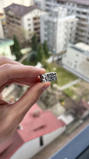 Inel argintiu pentru barbati - Inel din otel inoxidabil - imagine 3