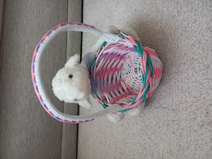 Cos de Paste cu miel de plush, multicolor, NOU, cu ETICHETA 