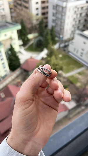 Inel Vintage placat cu argint - Inel argintiu pentru barbati - imagine 5