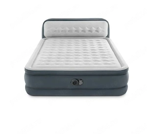 Pat dublu gonflabil cu pompă electrică încorporată și tetiera 