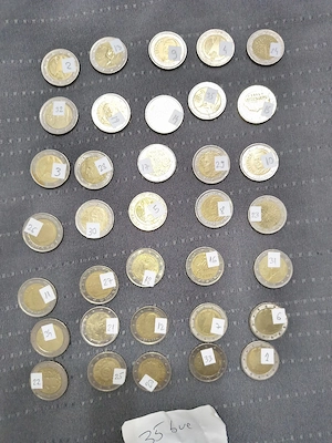 Diferite monede vechi de euro pentru colecționari 